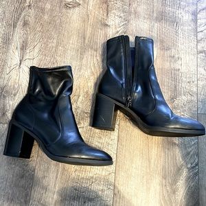 Black leather booties